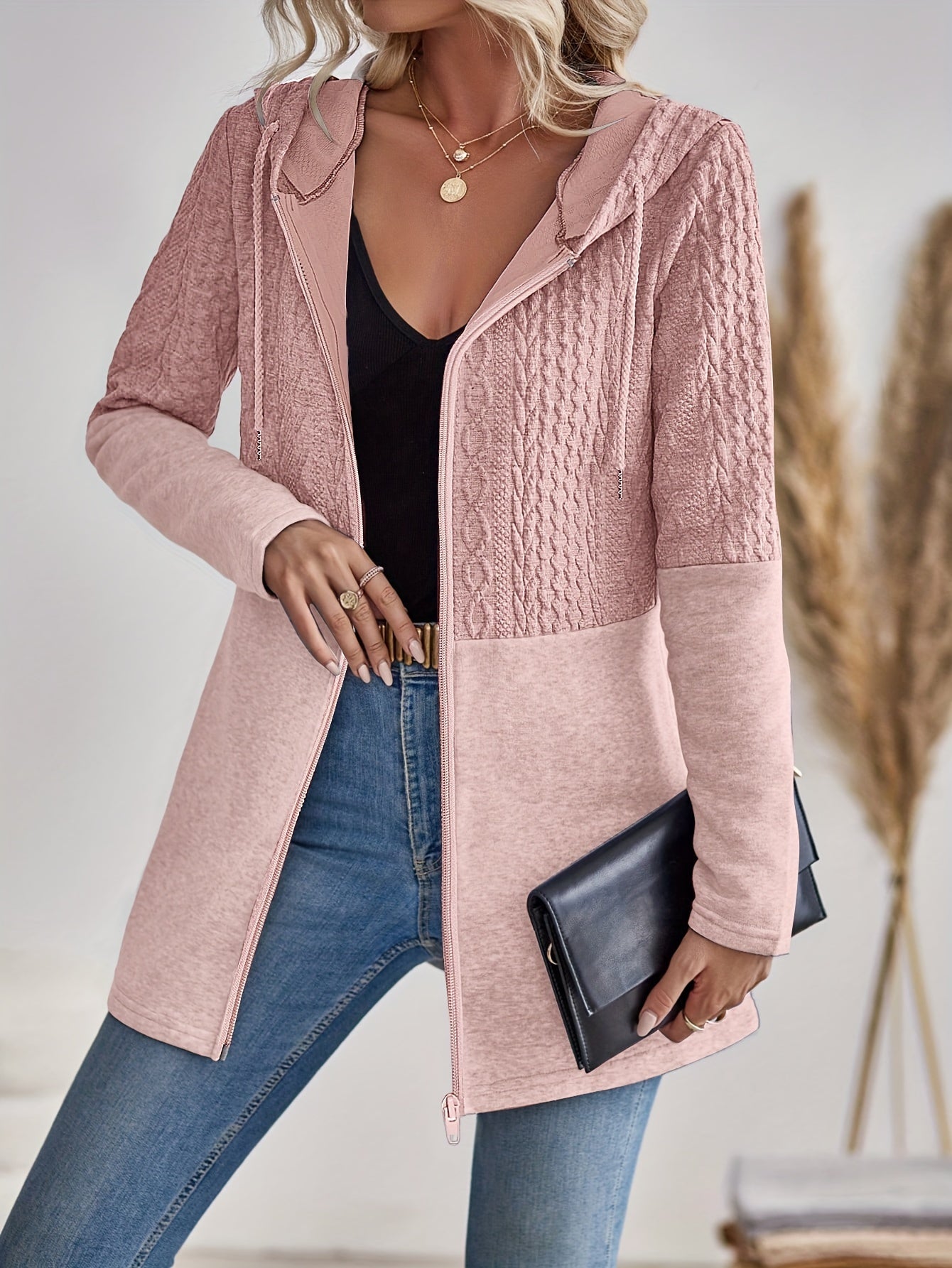 Valentina – Gestrickte Kapuzenjacke mit Reißverschluss