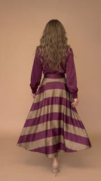 Mila™ - Gestreifte Lange Kleid mit Spitze