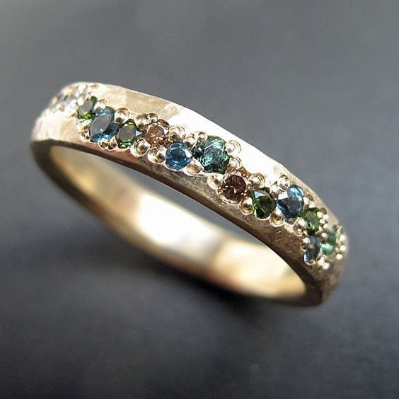 Vintage gouden meerkleurige ring