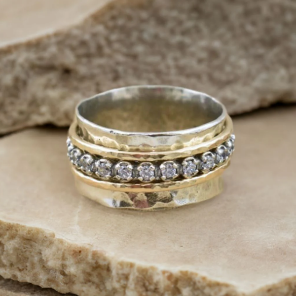 Vintage Spinner Zirkonia Goud & Zilver Ring
