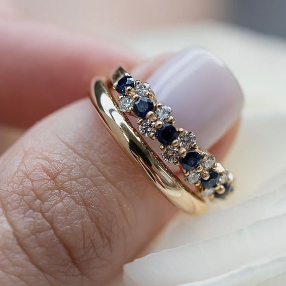 Vintage Elegante Blauwe Zirkonia Gouden Ring