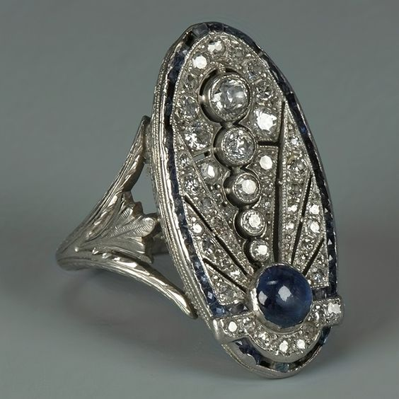 Vintage Glanzende Ovalen Ring