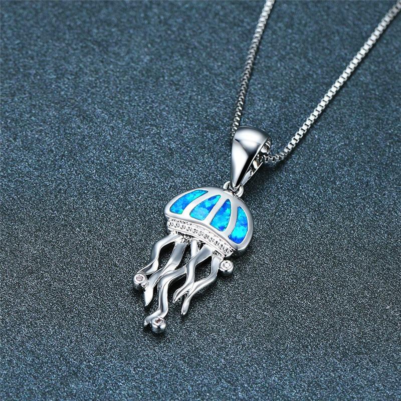 Medusa-halsketting van opaal en zilver met zirkonia