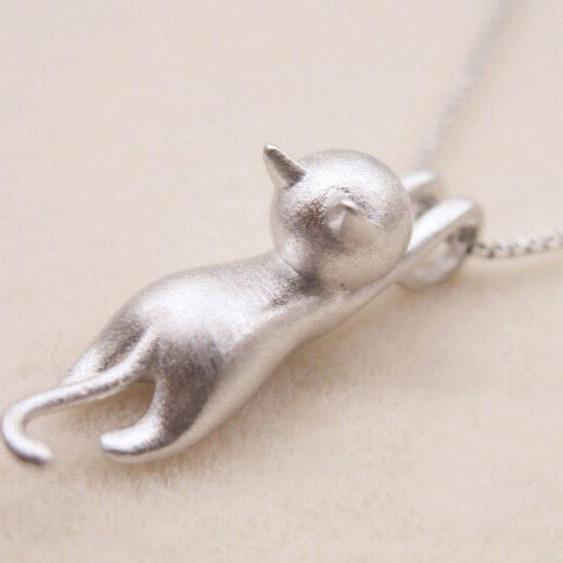 925 Sterling Zilver Speelse Kitty Halsketting