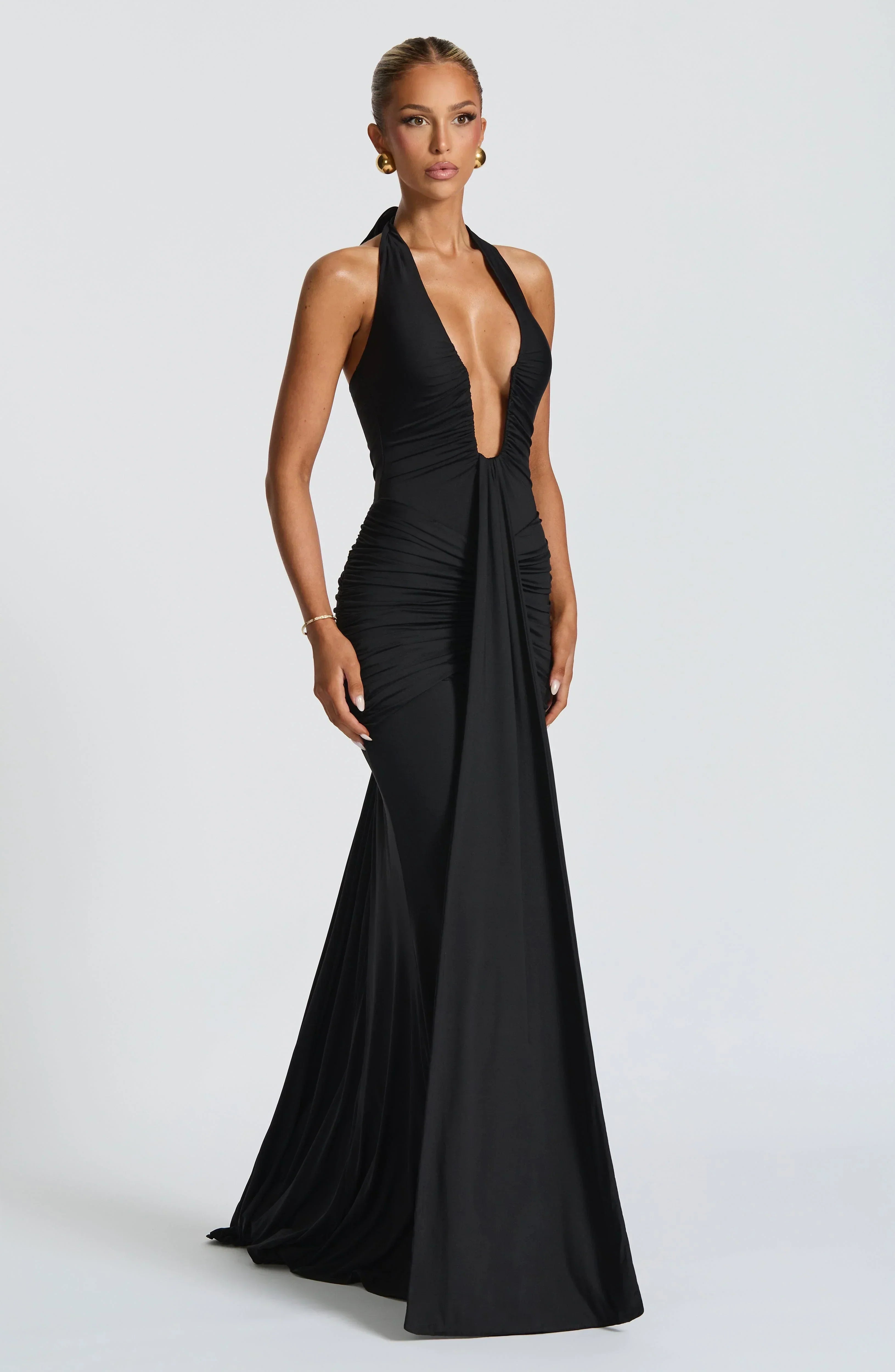 Graces - Gedrapeerde jersey maxi-jurk