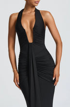 Rhea - Drapiertes Jersey-Maxikleid