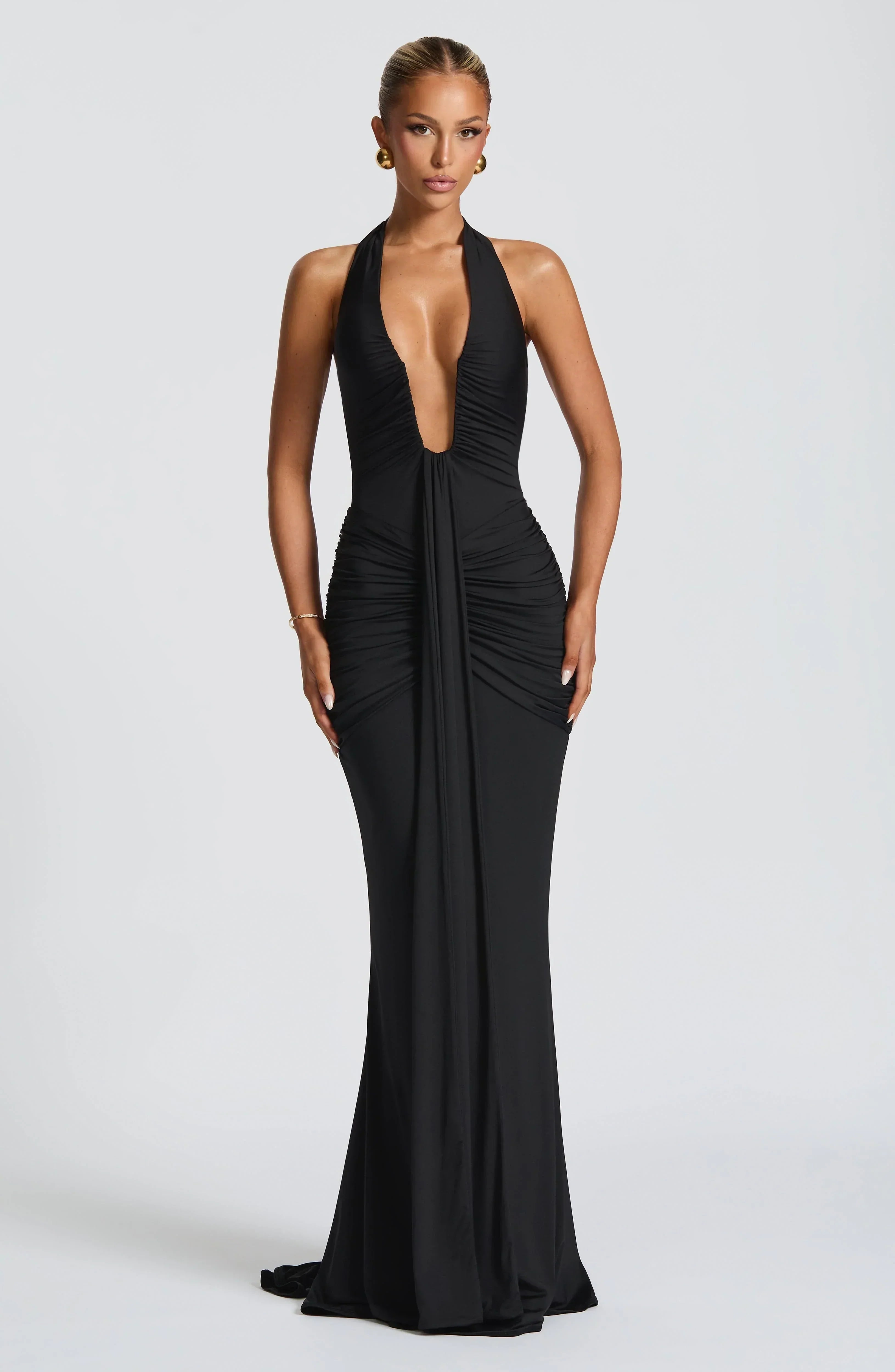 Graces - Gedrapeerde jersey maxi-jurk