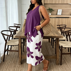 Set aus asymmetrischem Damenoberteil und Caprihose mit Blumenmuster – vielseitig, farbenfroh, bequem 🌺