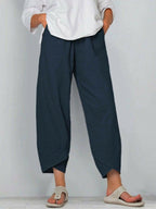 Vintage-Hose mit asymmetrischem Gummibund und Taschen – Einzigartiges Design, bequeme Passform und funktionaler Stil🌸