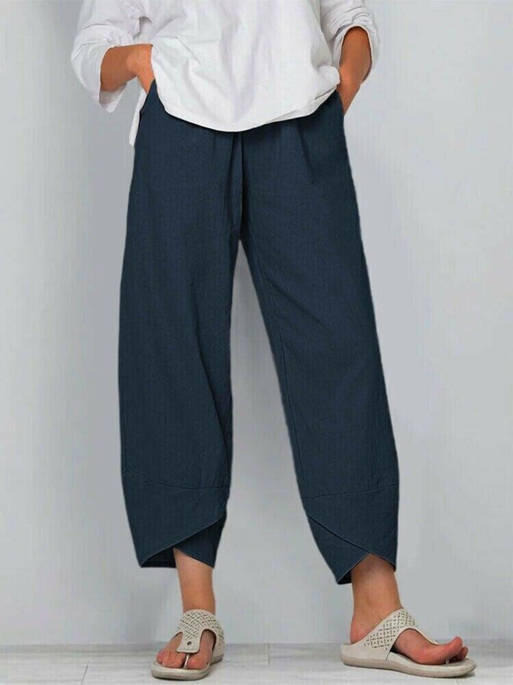 Vintage-Hose mit asymmetrischem Gummibund und Taschen – Einzigartiges Design, bequeme Passform und funktionaler Stil🌸