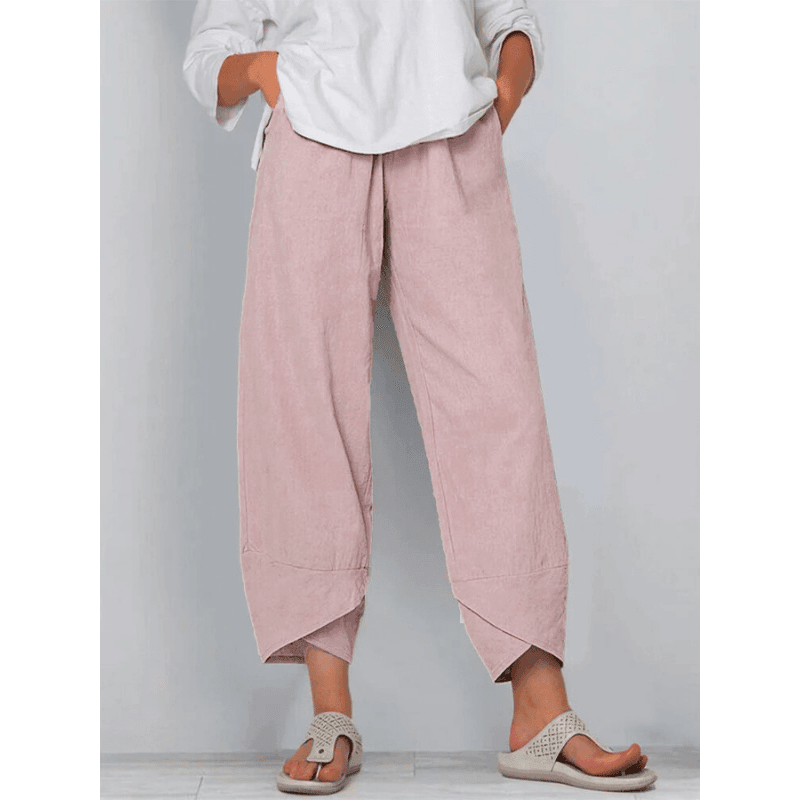 Vintage-Hose mit asymmetrischem Gummibund und Taschen – Einzigartiges Design, bequeme Passform und funktionaler Stil🌸